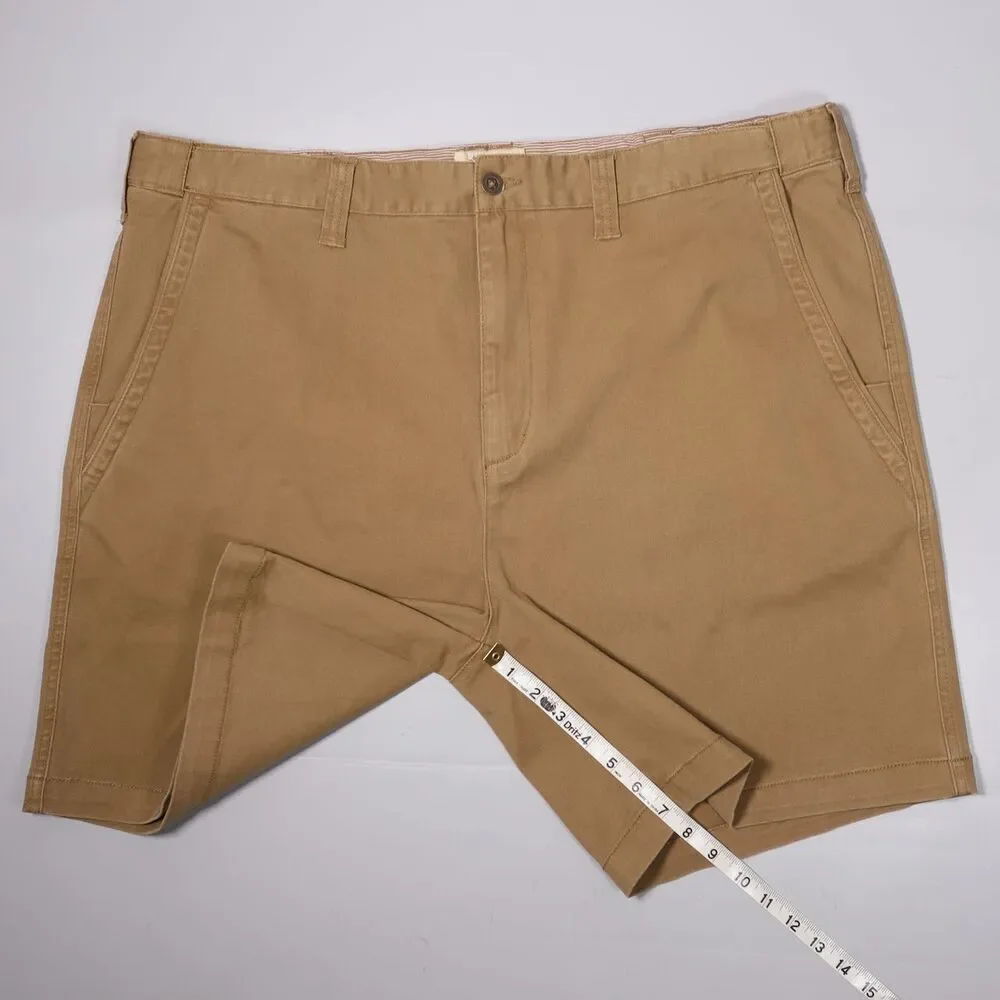 Territory Ahead Chino Shorts Flex Waist Dark Khaki Cotton Stretch Mens 42 x 7.5